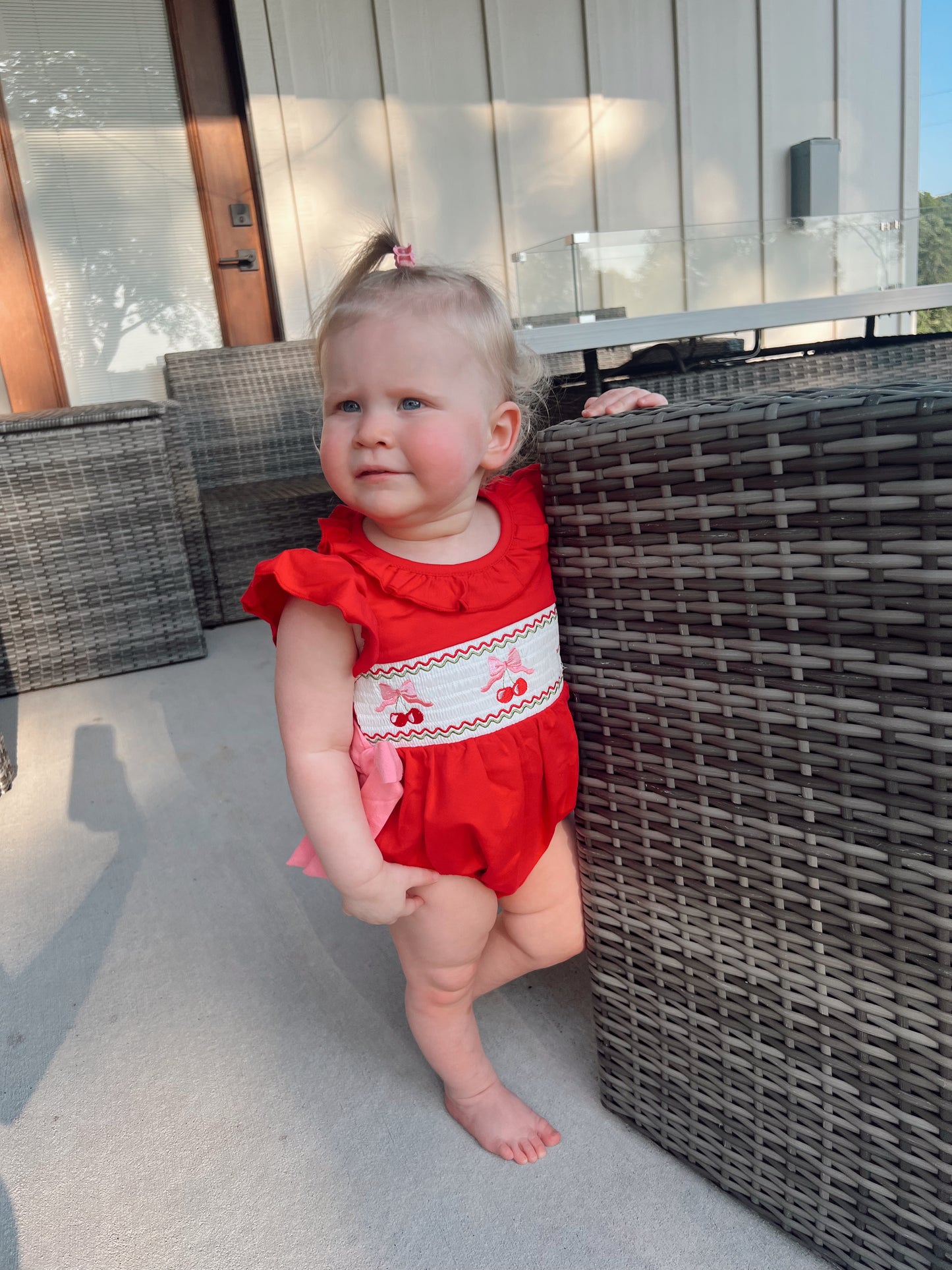 Red Cherry Bow Romper