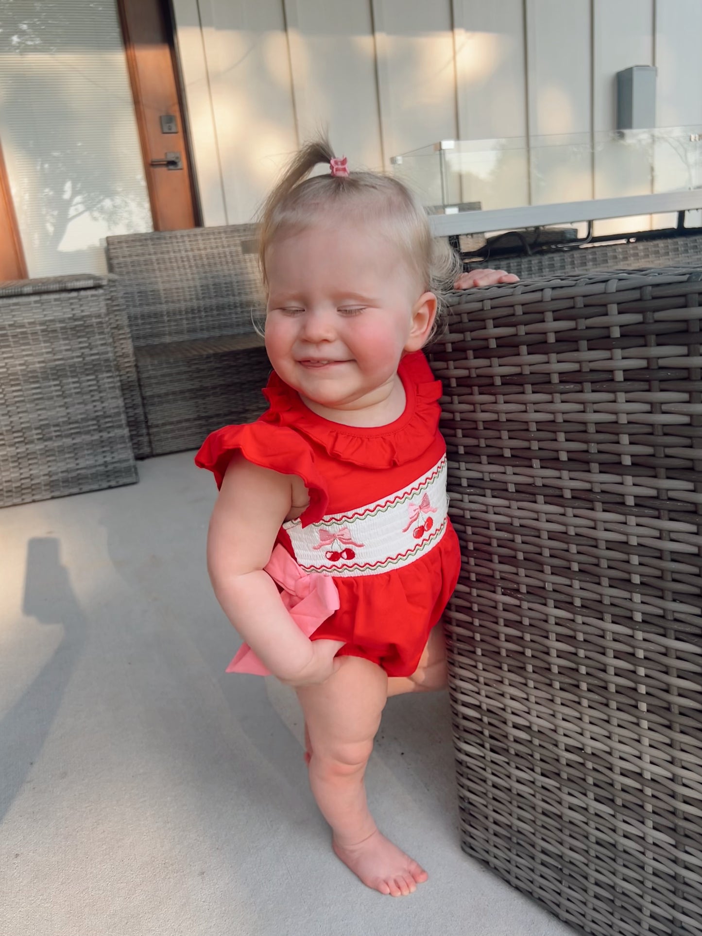 Red Cherry Bow Romper